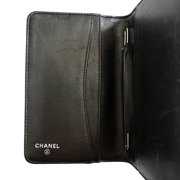 Authentic CHANEL Black Patent Leather Lucky Charms Passport Bifold Wallet & Box - Picture 11 of 15
